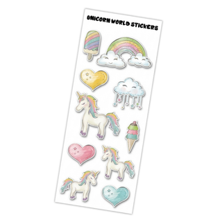 unicorn and rainbow sticker sheet included with the Magic Meadows kids water bottle
