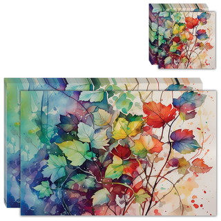 Placemats & Coasters (Set of 12) | Watercolor Foliage