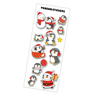 winter penguin sticker sheet included with the Snowy Penguins kids water bottle