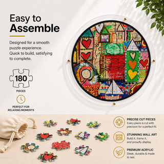 Painted Mosaic acrylic puzzle with included frame and hanging hardware, ready to hang wall art