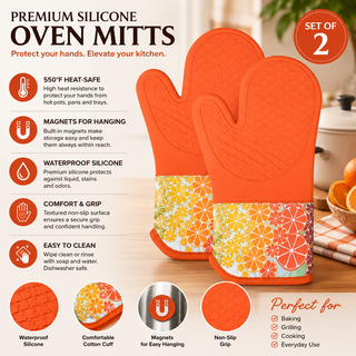 Magnetic Oven Mitts (Set of 2) | Citrus Grove