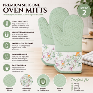 Magnetic Oven Mitts (Set of 2) | Garden Breath