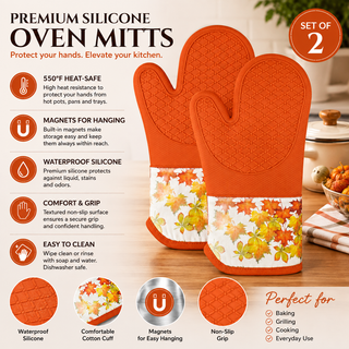 Magnetic Oven Mitts (Set of 2) | Rustic Foliage