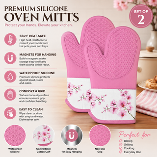 Magnetic Oven Mitts (Set of 2) | Orchid Bloom