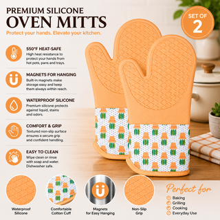Magnetic Oven Mitts (Set of 2) | Terracotta