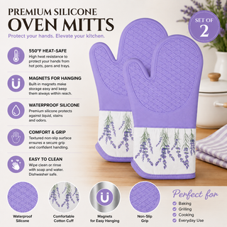 Magnetic Oven Mitts (Set of 2) | Lavender Breeze