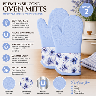 Magnetic Oven Mitts (Set of 2) | Spring Wildflower