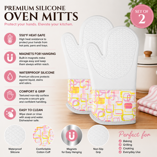 Magnetic Oven Mitts (Set of 2) | Retro Bake