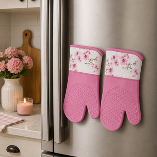 Magnetic Oven Mitts (Set of 2) | Orchid Bloom