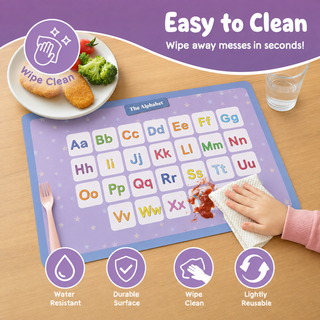 Educational kids paper placemats printed on premium art paper, reusable rectangular set of 12