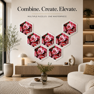 Rose Garden acrylic wall art puzzle, 150 laser cut acrylic pieces, hexagonal 14x14 inch