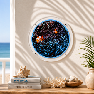 Anemone Flow acrylic puzzle wall art displayed in a modern living room