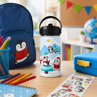 Kids Water Bottle | Snowy Penguins