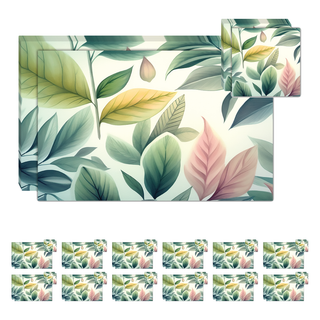 Placemats & Coasters (Set of 12) | Pastel Foliage