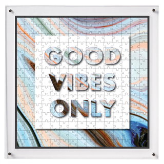 Good Vibes Only hangable acrylic puzzle wall art, square 14x14 inch, Good Vibes Only typographic art
