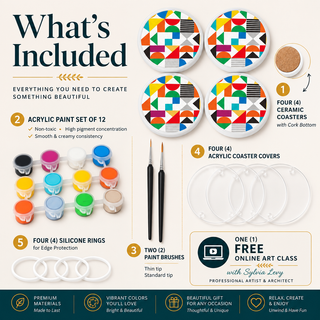 DIY Coasters Kit (Set of 4) | Retro Blocks